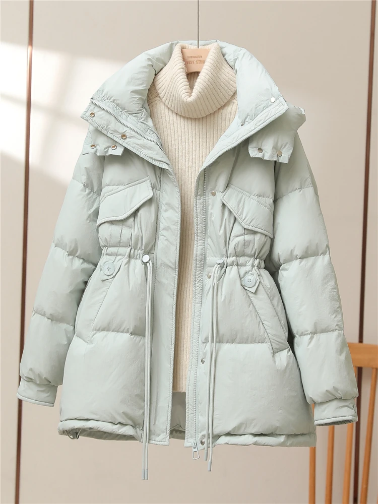 Fitaylor Winter Women White Duck Down Coat Casual Hooded Drawstring Midi Coat Lady Thick Warm Puffer Parka Outwear
Fitaylor Winter Women White Duck Down Coat Casual Hooded Drawstring Midi Coat Lady Thick Warm Puffer Parka Outwear