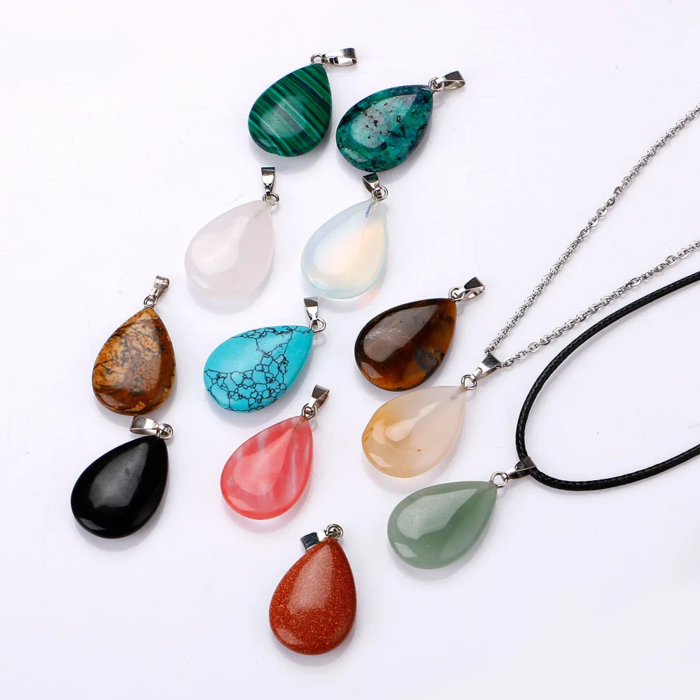 Natural Semi-precious Stone Water Drop Pendant Necklace Opal Tiger's Eye Rose Pink Quartz Crystal Chakra Reiki Healing Necklaces
Natural Semi-precious Stone Water Drop Pendant Necklace Opal Tiger's Eye Rose Pink Quartz Crystal Chakra Reiki Healing Necklaces