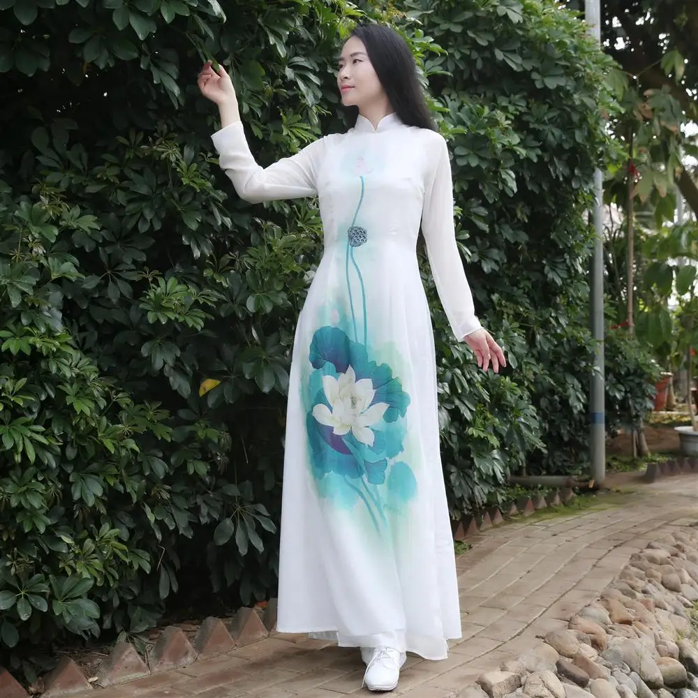 Vietnam Ao Dai Cheongsam Chinese Traditional Hanfu Women Qipao Long Dress Harajuku Vintage Printing Dresses Eleganti Robe
Vietnam Ao Dai Cheongsam Chinese Traditional Hanfu Women Qipao Long Dress Harajuku Vintage Printing Dresses Eleganti Robe