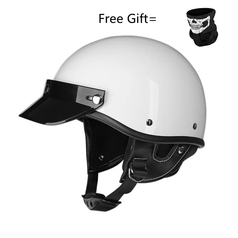 

German Helmet Retro Style BLACK Motorcycle Helmet Open Face Half Chopper Biker Pilot Vespa S to XXL