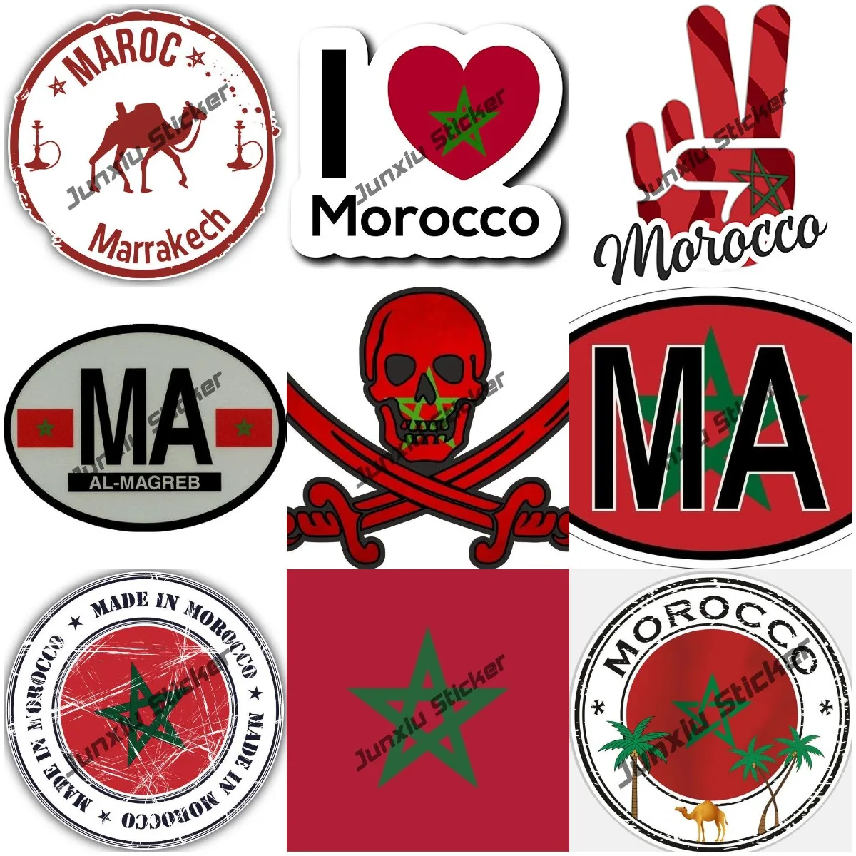 

Morocco Car Sticker Morocco Coat of Arms Country Code Flag MA Decal Stamp City Shield Cover Scratches Refit Sticker Accessories