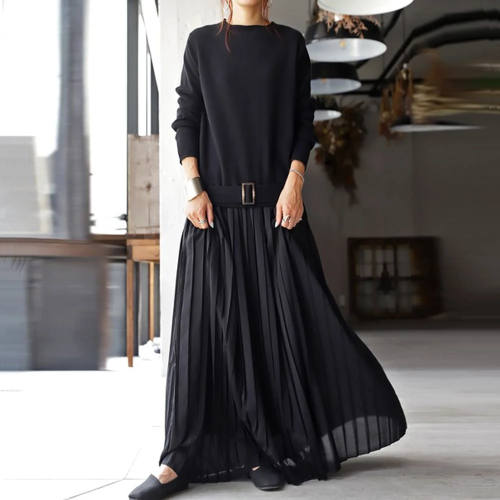 Women Casual Maxi Dress 2022 Korean Female Clothes Japan Style Female Black Dresses With Belt Spring One Piece Ladies Elegant
Women Casual Maxi Dress 2022 Korean Female Clothes Japan Style Female Black Dresses With Belt Spring One Piece Ladies Elegant