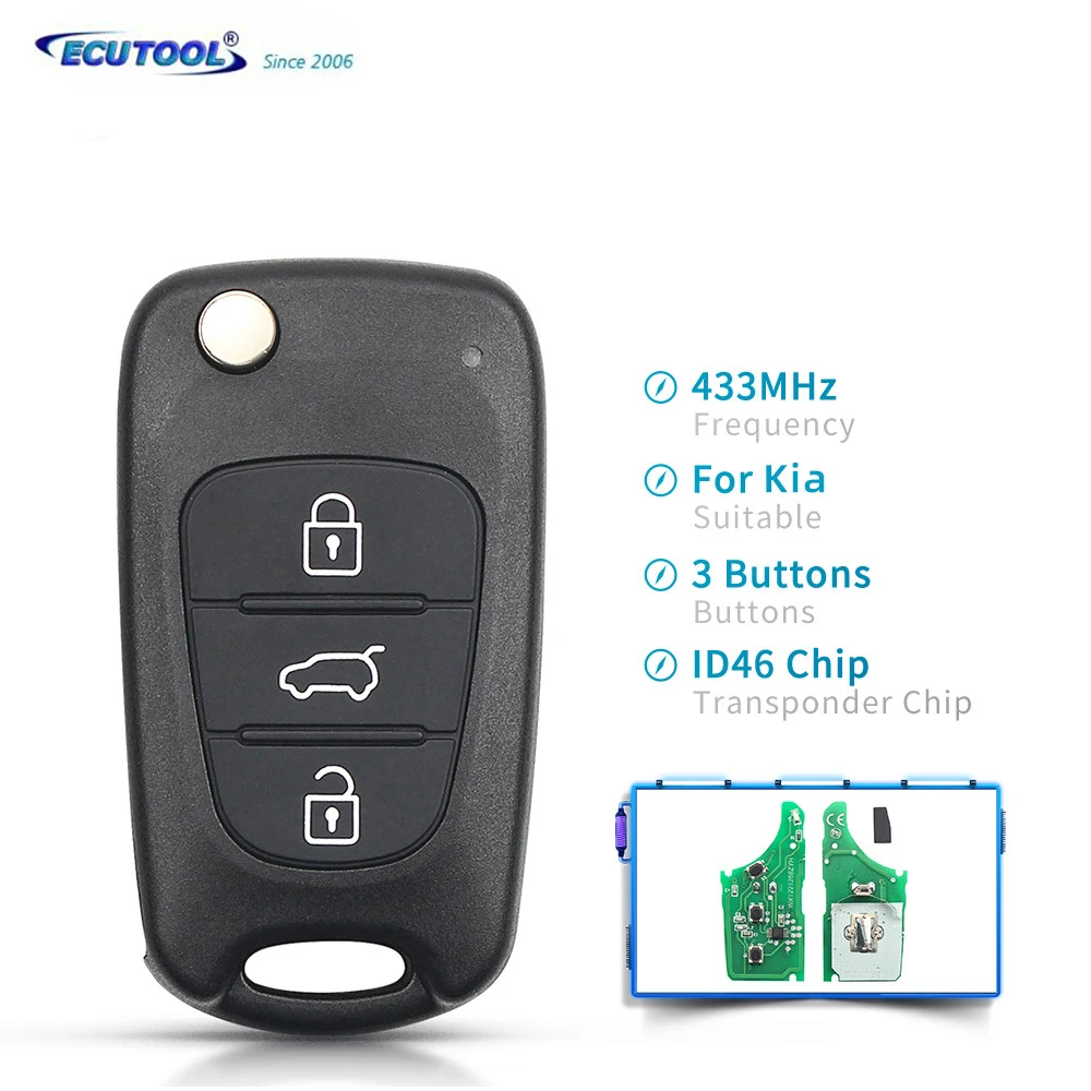 For KIA K2 K5 Rio Sportage Sorento Forte Key 3 Buttons Flip Folding Smart Car Key Fob Remote Control 433Mhz ID46 Chip
For KIA K2 K5 Rio Sportage Sorento Forte Key 3 Buttons Flip Folding Smart Car Key Fob Remote Control 433Mhz ID46 Chip