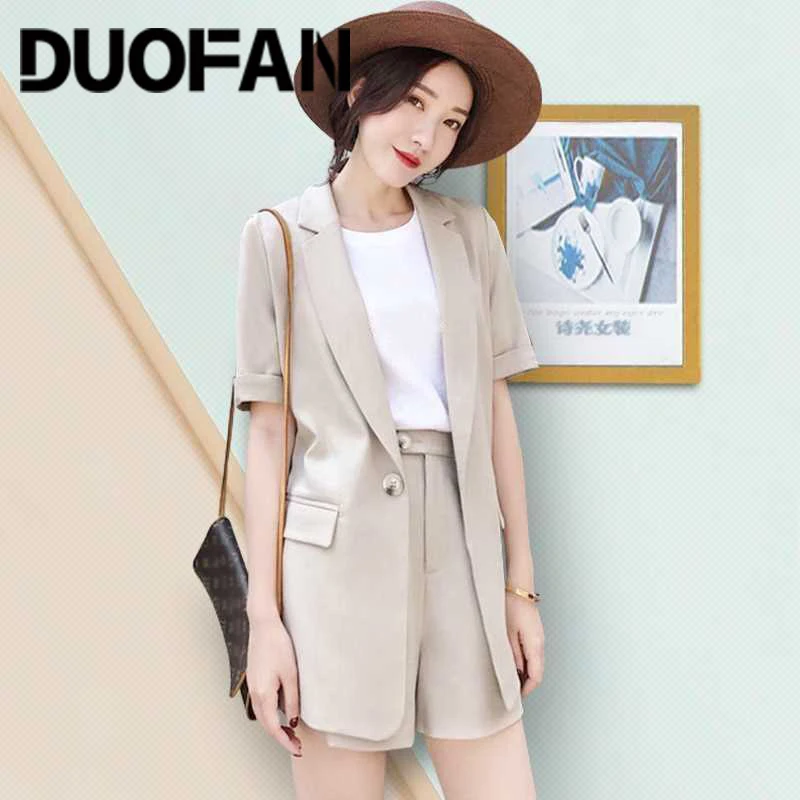 DUOFAN Women's Summer Shorts Suit Sets Trousers Blazers Tops Three Piece Suits Women Clothing 3 Pieces Outfit Set Big Size
DUOFAN Women's Summer Shorts Suit Sets Trousers Blazers Tops Three Piece Suits Women Clothing 3 Pieces Outfit Set Big Size