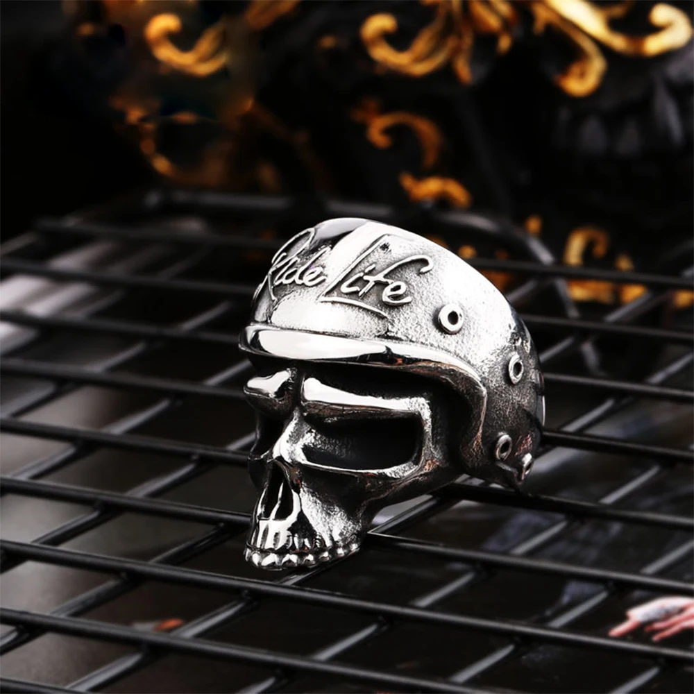 

Gothic Ride Life Skull Ring For Men Fashion 316L Stainless Steel Skull Biker Rings Punk Hip Hop Jewelry Gift Wholesale