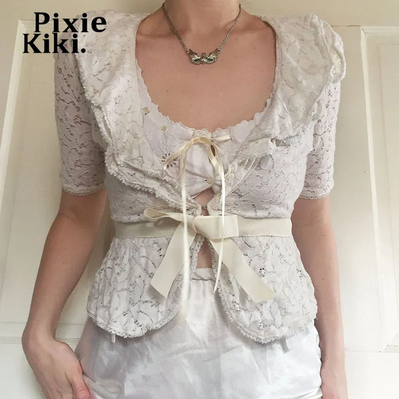 PixieKiki Y2k Топы с коротким рукавом милые белые кружевные рубашки с воротником на завязках винтажная одежда для женщин кардиган
PixieKiki Y2k Топы с коротким рукавом милые белые кружевные рубашки с воротником на завязках винтажная одежда для женщин кардиган