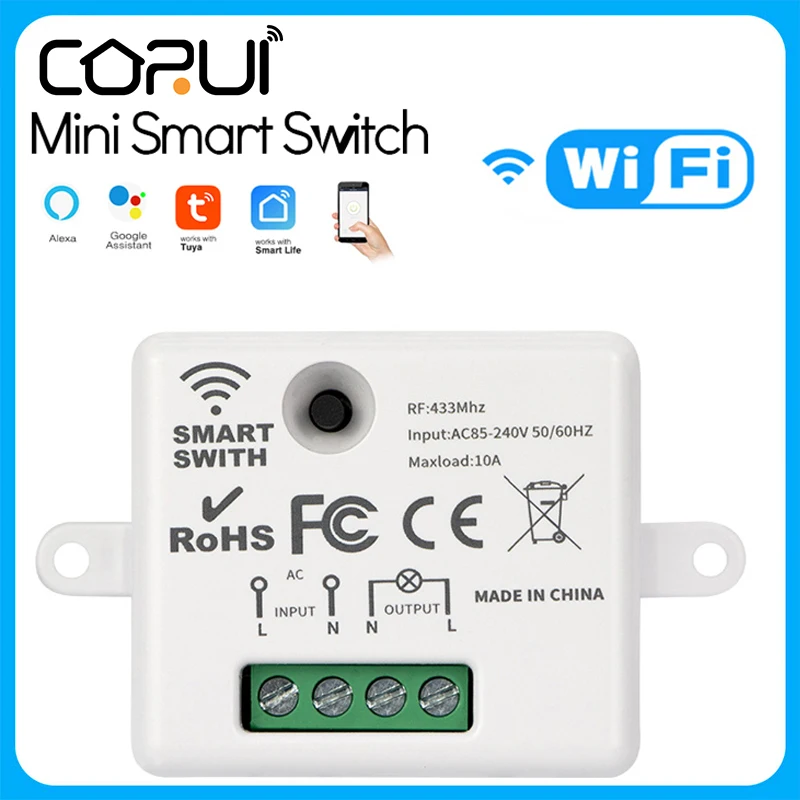 Белый ABS RF и RF Wi-Fi умный мини-переключатель Tuya с одним проводом, устройство для дистанционного управления, прочный, с голосовым управлением 
Белый ABS RF и RF Wi-Fi умный мини-переключатель Tuya с одним проводом, устройство для дистанционного управления, прочный, с голосовым управлением