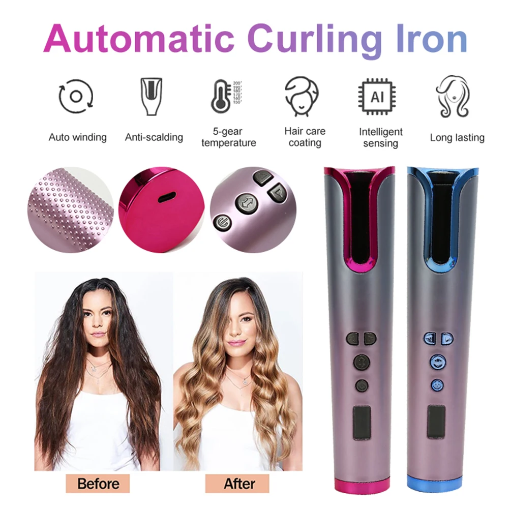 Automatic Hair Curler Fast Heating Cordless Curling Iron 6-Gear Temperature Adjustable Rechargeable Hair Curling Tool
Automatic Hair Curler Fast Heating Cordless Curling Iron 6-Gear Temperature Adjustable Rechargeable Hair Curling Tool