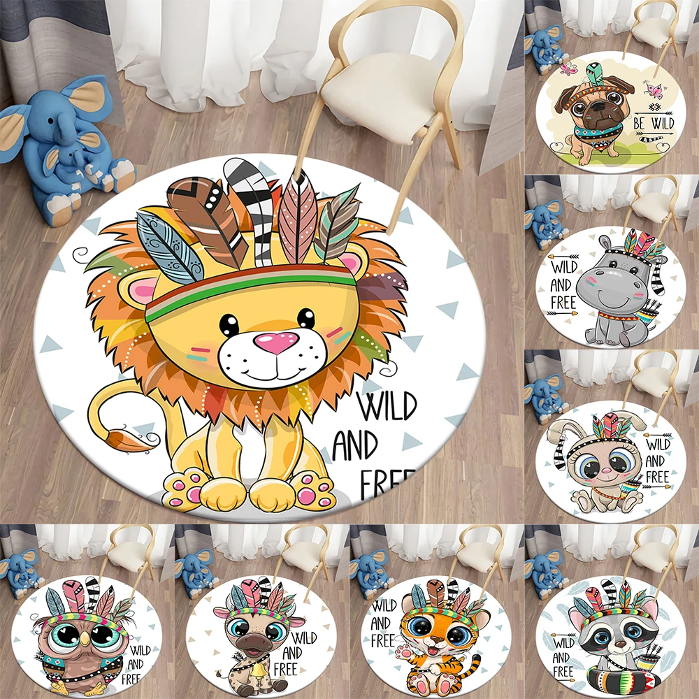 Cartoon animal round rug living room children's room lion floor mat children's bedroom kitchen area rug Mode
Cartoon animal round rug living room children's room lion floor mat children's bedroom kitchen area rug Mode