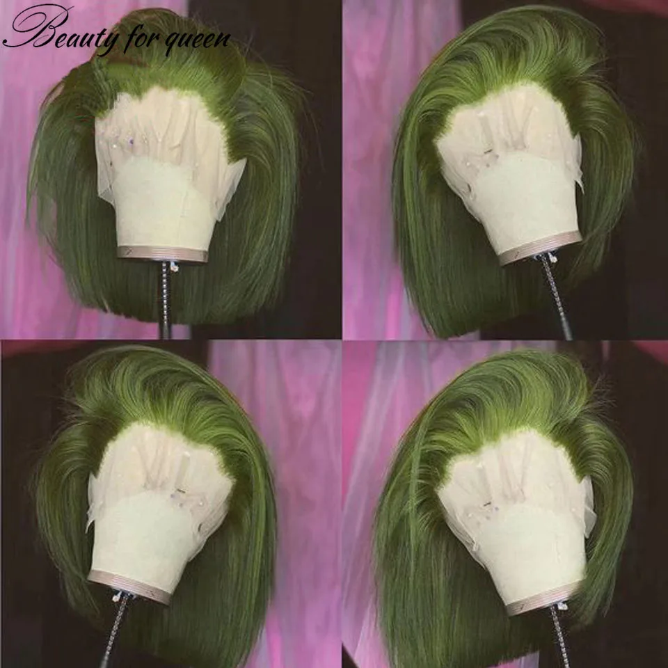 Short Bob Lace Front Human Hair Wigs Colored Green Brazilian Remy Hair Pre Plucked Transparent Lace Frontal Wigs With Baby Hair
Short Bob Lace Front Human Hair Wigs Colored Green Brazilian Remy Hair Pre Plucked Transparent Lace Frontal Wigs With Baby Hair