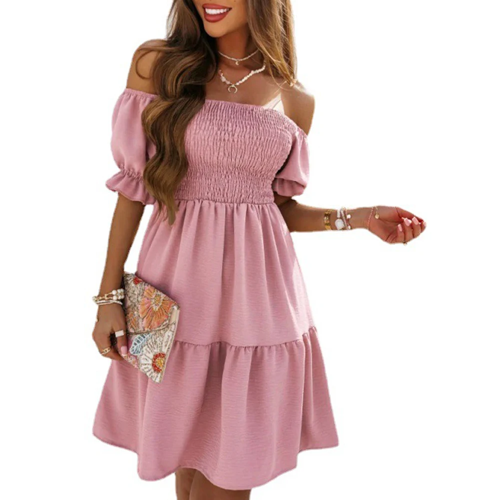 Womens Dress Sexy Off Shoulder Dress Ladies A-Line Beach Swing Sundress Soild Color Korean Fashion New In Dresses
Womens Dress Sexy Off Shoulder Dress Ladies A-Line Beach Swing Sundress Soild Color Korean Fashion New In Dresses