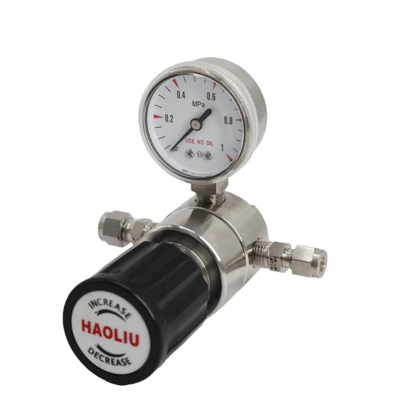 pressure stabilizing valve pipeline helium pressure gauge 316L stainless steel two-stage single gauge low pressure gas regulator 
pressure stabilizing valve pipeline helium pressure gauge 316L stainless steel two-stage single gauge low pressure gas regulator