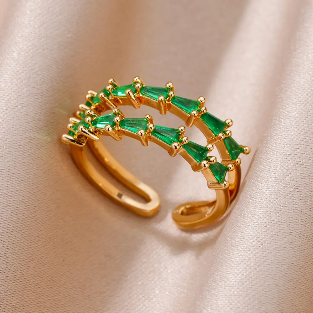 Luxury Green Zircon Rings for Women Double Layers Adjustable Stainless Steel Ring New in Wedding Jewelry free shipping anillos
Luxury Green Zircon Rings for Women Double Layers Adjustable Stainless Steel Ring New in Wedding Jewelry free shipping anillos