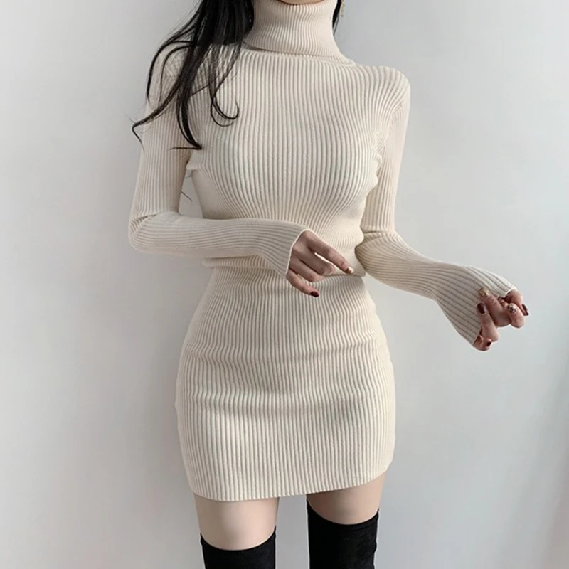 2021 Autumn Bodycon Lady Short Black Sheath Dress Solid Ribbed Knit Turtleneck Long Sleeve Winter Sweater Mini Dresses for Women
2021 Autumn Bodycon Lady Short Black Sheath Dress Solid Ribbed Knit Turtleneck Long Sleeve Winter Sweater Mini Dresses for Women
