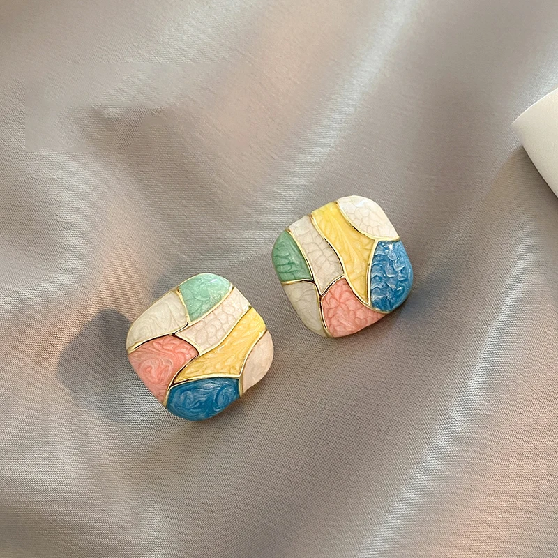 New Premium Candy Colorful Enamel Geometric Square Stud Earrings 2023 Women's Fashion Jewelry Party Sweet Accessories For Girls
New Premium Candy Colorful Enamel Geometric Square Stud Earrings 2023 Women's Fashion Jewelry Party Sweet Accessories For Girls