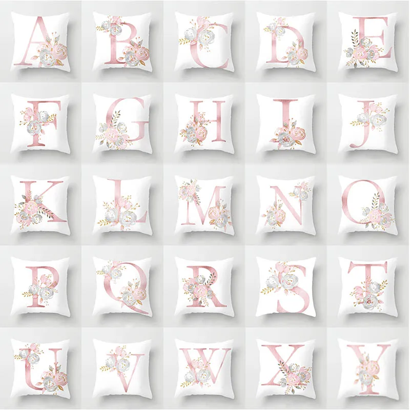 

Flower Pillowcase Pillows Cover 45*45CM Cojines English Alphabet Kids Room Pillow Case