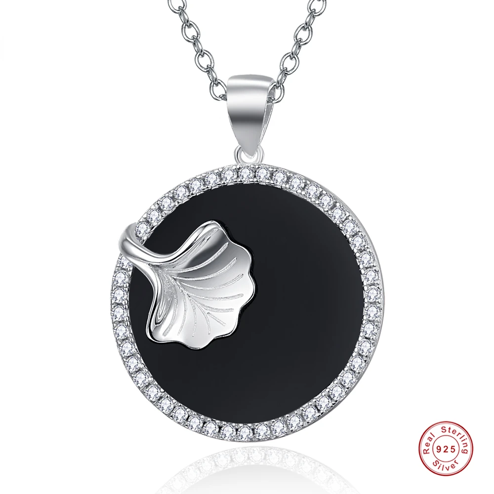 NUNCAD 925 Sterling Silver Ginkgo Biloba Black Onyx Inlaid Zircon Round Pendant Necklace Cross Chain Women Jewelry
NUNCAD 925 Sterling Silver Ginkgo Biloba Black Onyx Inlaid Zircon Round Pendant Necklace Cross Chain Women Jewelry