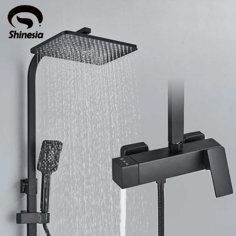 Черный смеситель для душа Shinesia, набор для душа для ванной комнаты с полкой, смеситель для ванной комнаты, латунный смеситель для душа
Черный смеситель для душа Shinesia, набор для душа для ванной комнаты с полкой, смеситель для ванной комнаты, латунный смеситель для душа