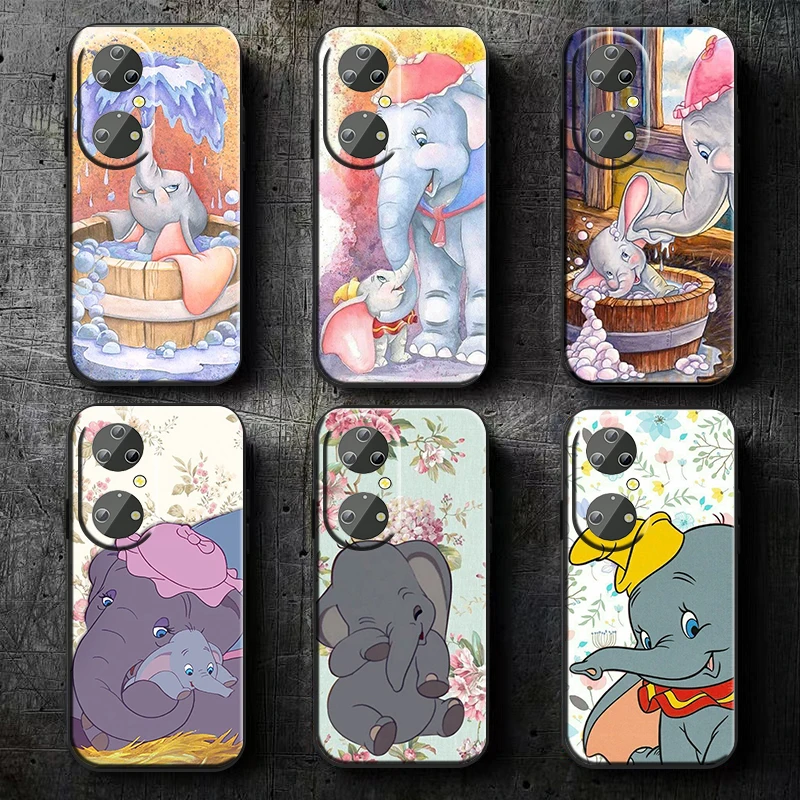 

Disney Dumbo taking a bath For Huawei P50 P40 P30 P20 Lite 5G Nova Plus 9 SE Pro 5T Y9S Y9 Prime Y6 Balck TPU Phone Case