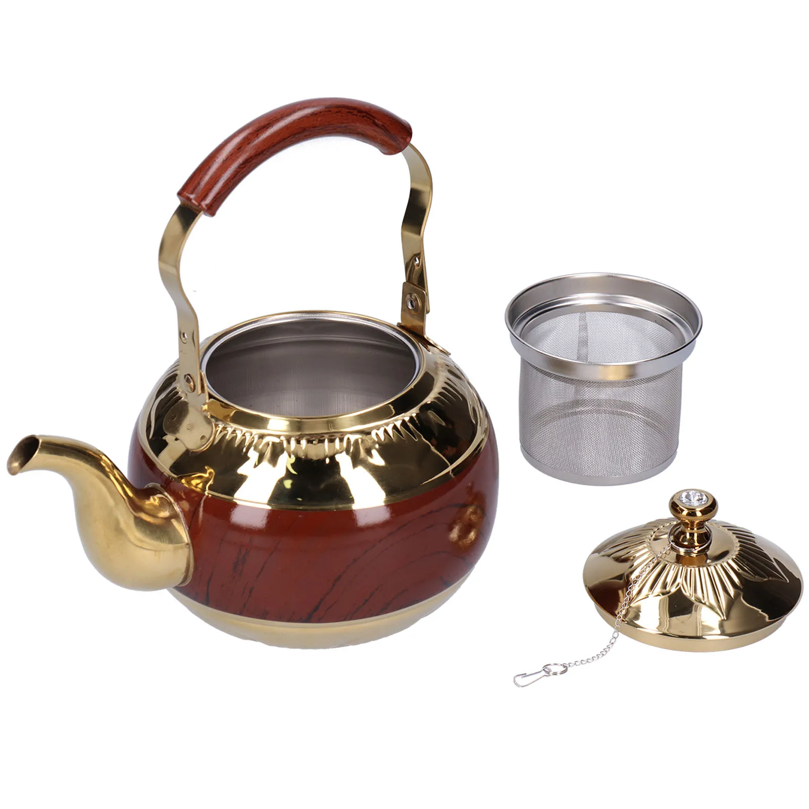 1.5L Teapot 304 Stainless Steel Water Coffee Kettle for Induction Cooker Gold
1.5L Teapot 304 Stainless Steel Water Coffee Kettle for Induction Cooker Gold