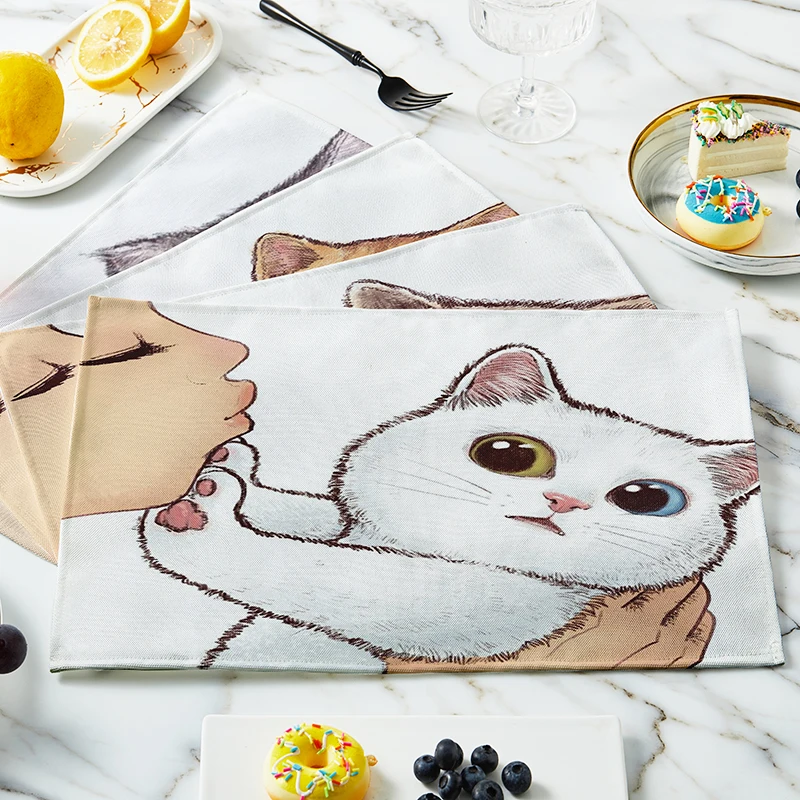 Kawaii Cat Printing Table Mat Cute Cartoon Animal Washable Placemat For Dining Table Kitchen Bowl Cup Mat Coaster Pad Non-Slip 
Kawaii Cat Printing Table Mat Cute Cartoon Animal Washable Placemat For Dining Table Kitchen Bowl Cup Mat Coaster Pad Non-Slip