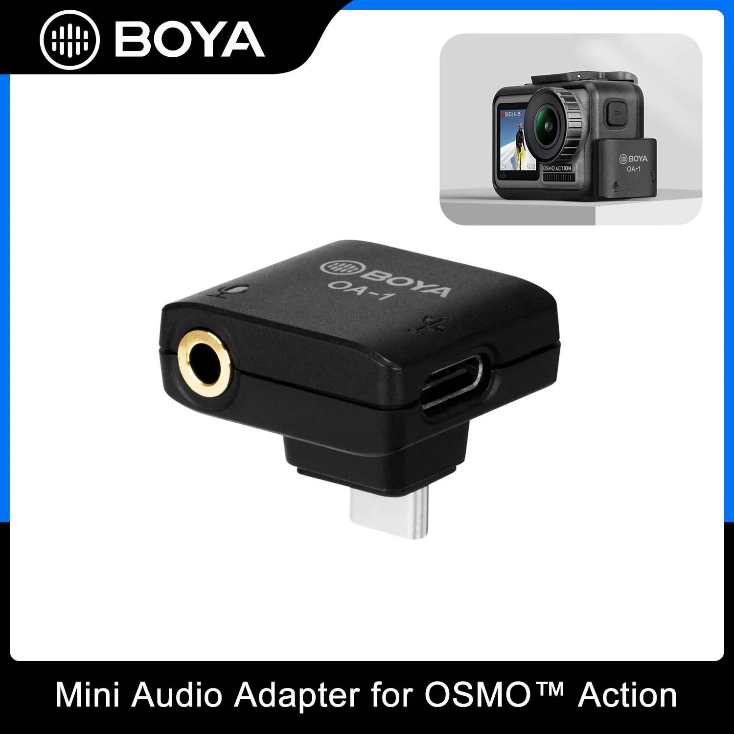 BOYA OA-1 Mini Audio Adapter Type-C порт для зарядки и передачи данных для OSMO™Действие поддерживает микрофон 3,5 мм TRS
BOYA OA-1 Mini Audio Adapter Type-C порт для зарядки и передачи данных для OSMO™Действие поддерживает микрофон 3,5 мм TRS