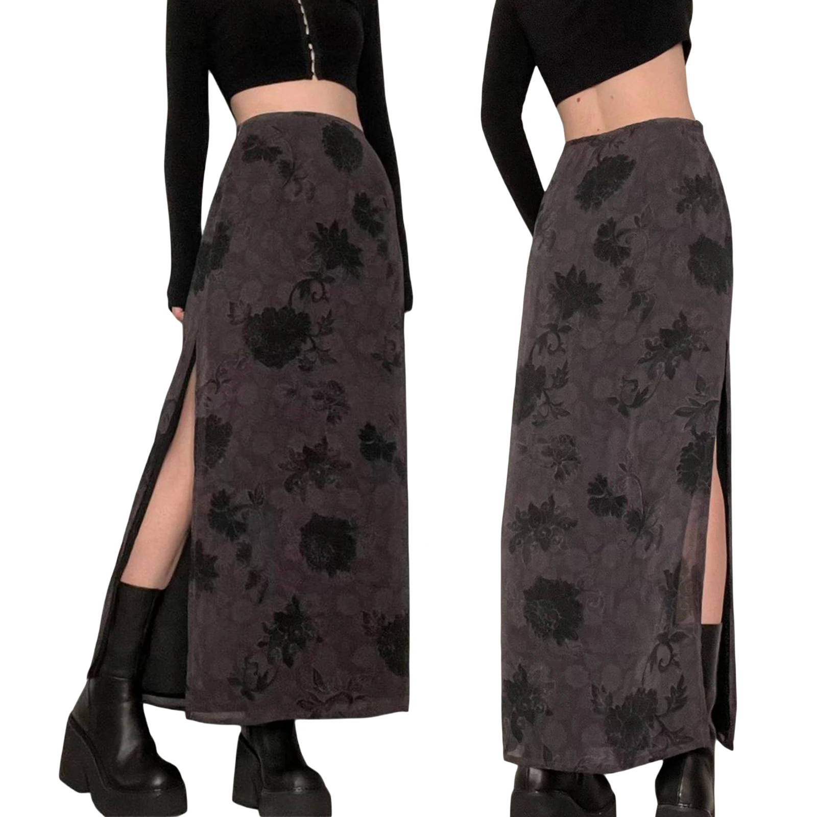 Women's Retro Side Slit Skirt High Waist Flower Print Ankle Length Skirt for Spring Autumn Pencil Long Skirt
Women's Retro Side Slit Skirt High Waist Flower Print Ankle Length Skirt for Spring Autumn Pencil Long Skirt