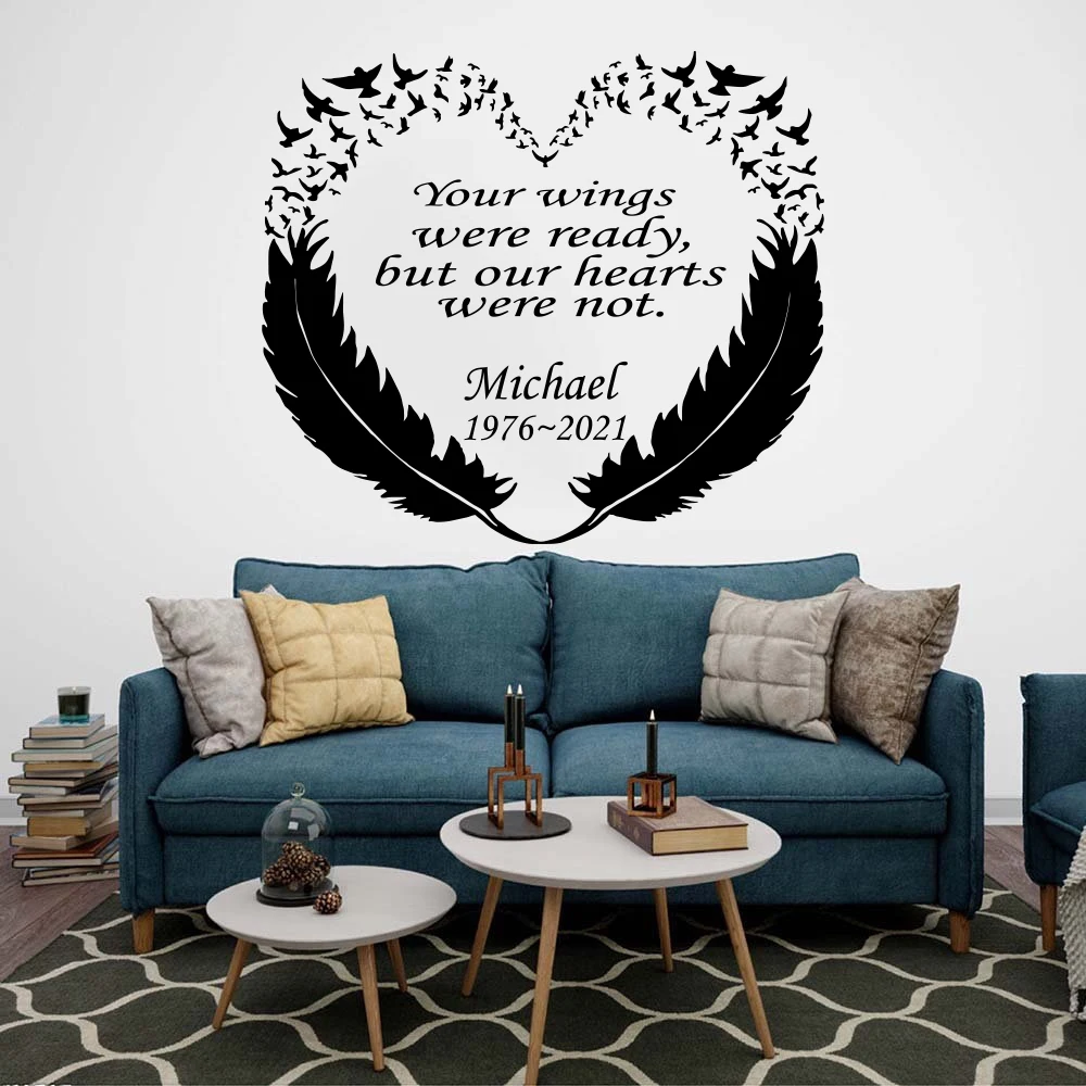 Custom Family Name Date Feather Heart Bird Wall Sticker Living Room Your Wings Were Ready But Our Hearts Were Not Wall Decal
Custom Family Name Date Feather Heart Bird Wall Sticker Living Room Your Wings Were Ready But Our Hearts Were Not Wall Decal