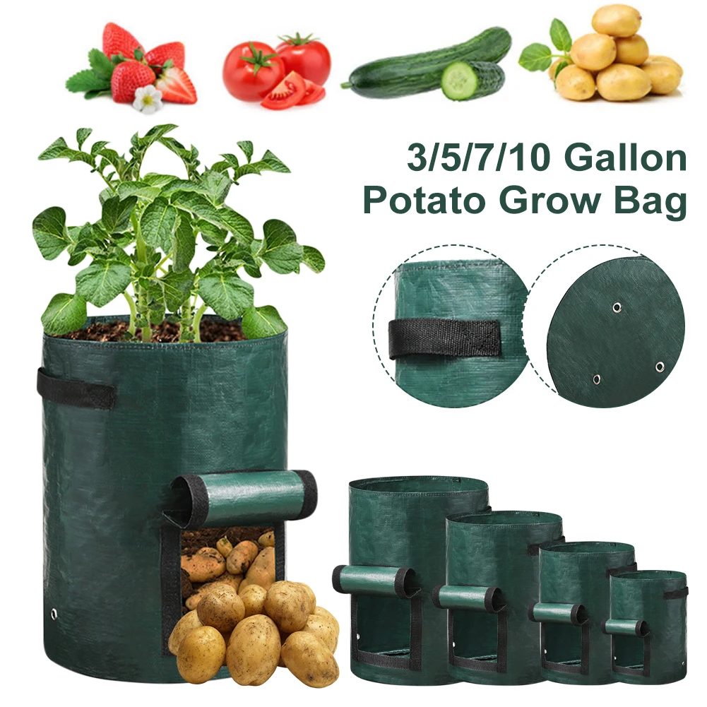

New 3/5/7/10 Gallon Potato Grow Bag PE Vegetable Planting Bag With Handle Potato Onion Carrot Tomato Growing Pots Garden Tools