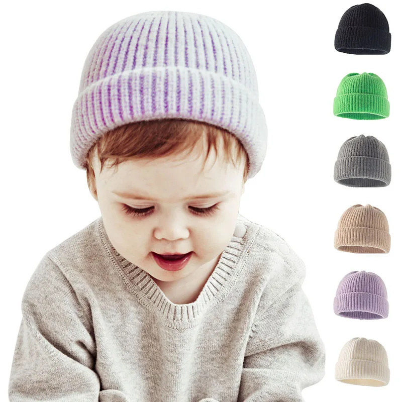 

Autumn Winter Baby Hat Solid Color Crocheted Infant Kids Bonnet Hats Soft Warm Knitted Boy Girl Children Beanies Caps 0-3Y