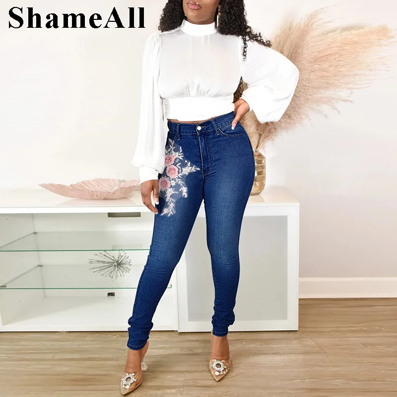 Plus Size Floral Appliqued Shaping Skinny Pencil Jeans 3XL Sexy Slim Hip Fit Leggings High Waisted Embroidery Comfy Denim Pants
Plus Size Floral Appliqued Shaping Skinny Pencil Jeans 3XL Sexy Slim Hip Fit Leggings High Waisted Embroidery Comfy Denim Pants