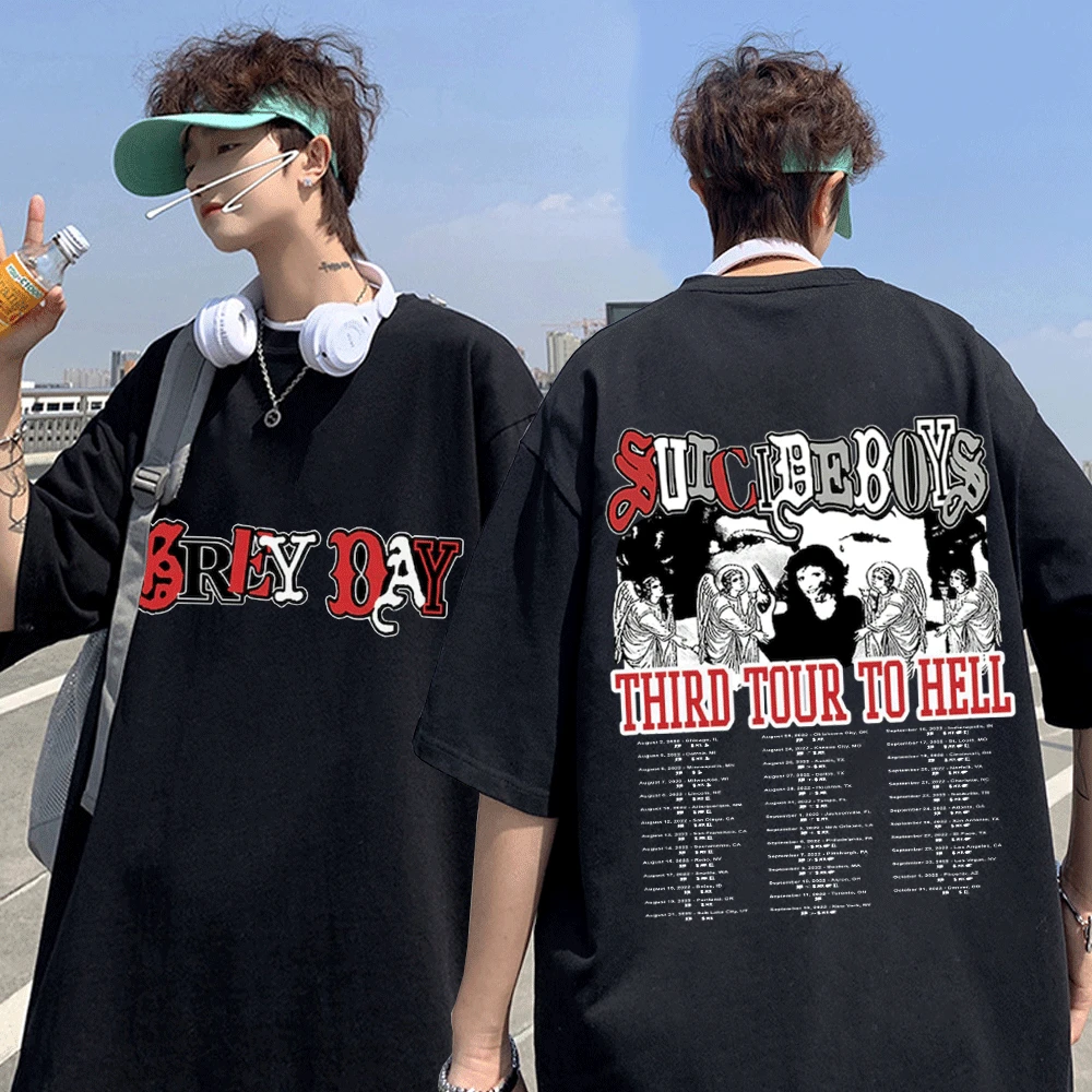 Rapper $uicideboy$ Grey Day Tour T Shirts Men Women Short Sleeve Tee Shirt Suicideboys Third Tour To Hell Hip Hop Gothic T-shirt
Rapper $uicideboy$ Grey Day Tour T Shirts Men Women Short Sleeve Tee Shirt Suicideboys Third Tour To Hell Hip Hop Gothic T-shirt