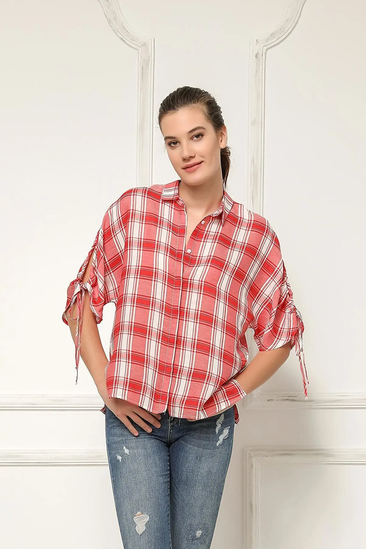 Women's Red Plaid Sleeves Shirred shirt Summer women's Shirts Fashion women's Blouses women's Blouses 31705799
Women's Red Plaid Sleeves Shirred shirt Summer women's Shirts Fashion women's Blouses women's Blouses 31705799