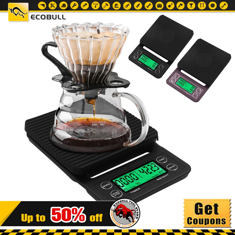 

Household Electronic Drip Coffee Scale Grams With Timer High Precision Digital Weight Machine LCD Kitchen Scales 5kg/0.1g