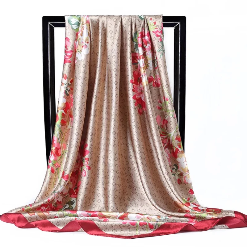 90X90CM Headcloth Flowers Luxury Square Bandannas 2022 Print Sunscreen Shawls Fashion Colored Silk Scarves Four Seasons Kerchief
90X90CM Headcloth Flowers Luxury Square Bandannas 2022 Print Sunscreen Shawls Fashion Colored Silk Scarves Four Seasons Kerchief
