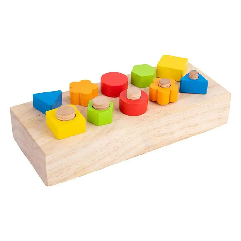 

Wooden Screw Nut Assembling Building Blocks Solid Wood Screw Nut Hands-On Teaching Aid Early Educational Toy For Children