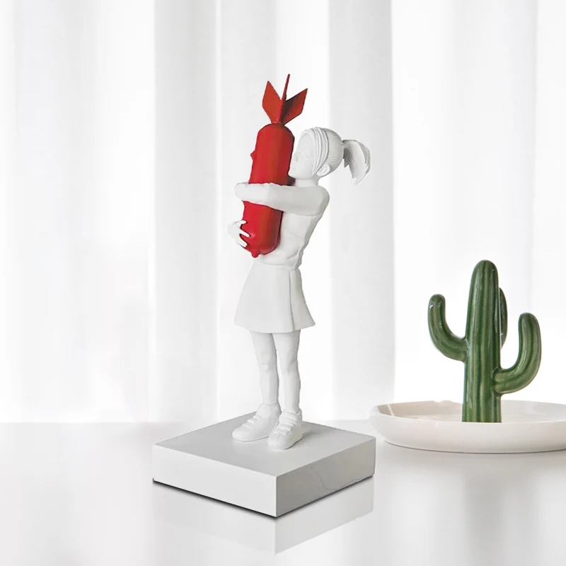 Luxurious 32CM White/ Black modern Art Bomb Hugger Banksy Bomb Girl Street Art Resin Statue Creative Home Gifts Desktop Decor
Luxurious 32CM White/ Black modern Art Bomb Hugger Banksy Bomb Girl Street Art Resin Statue Creative Home Gifts Desktop Decor