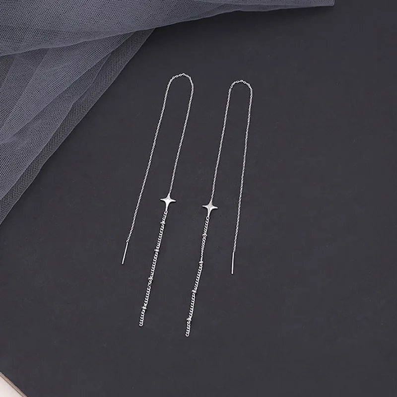 GD Simple New Minimalist Long Tassel Threader Star Drop Earrings Women 925 Silver Chain Shaped Pendientes Girls Ear Jewelry Gift
GD Simple New Minimalist Long Tassel Threader Star Drop Earrings Women 925 Silver Chain Shaped Pendientes Girls Ear Jewelry Gift