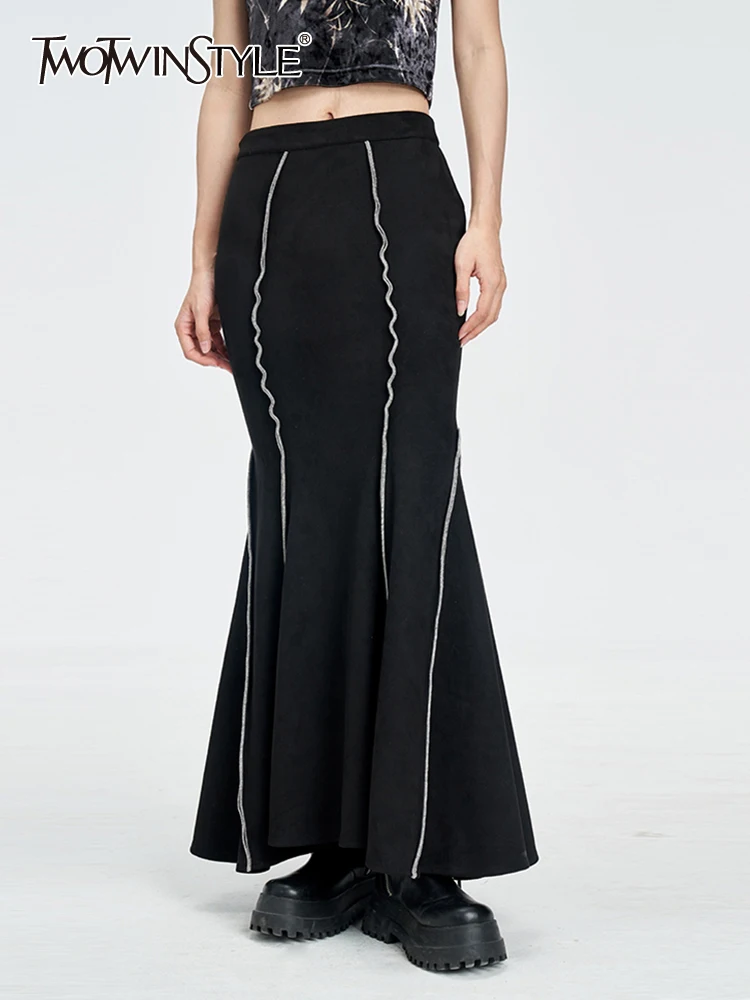 Женская юбка с высокой талией TWOTWINSTYLE, разноцветная Лоскутная юбка на молнии для похудения 
Женская юбка с высокой талией TWOTWINSTYLE, разноцветная Лоскутная юбка на молнии для похудения