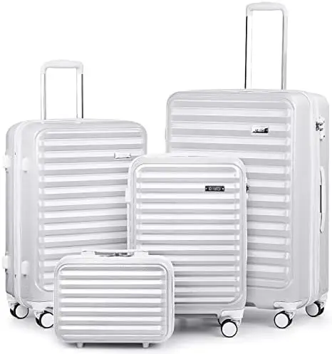 

Luggage Suitcase 3 Piece Set expandable (only 28\u201D) ABS+PC Spinner suitcase with TSA Lock carry on 20 in 24in 28in (sakura p