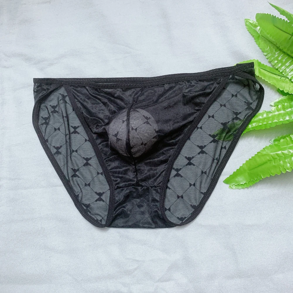 Sexy Sheer Underwear Men Ice Silk Pouch G String Low Rise Bikini Briefs Thongs Sissy Underpants Thin Inmitate Lingerie
Sexy Sheer Underwear Men Ice Silk Pouch G String Low Rise Bikini Briefs Thongs Sissy Underpants Thin Inmitate Lingerie