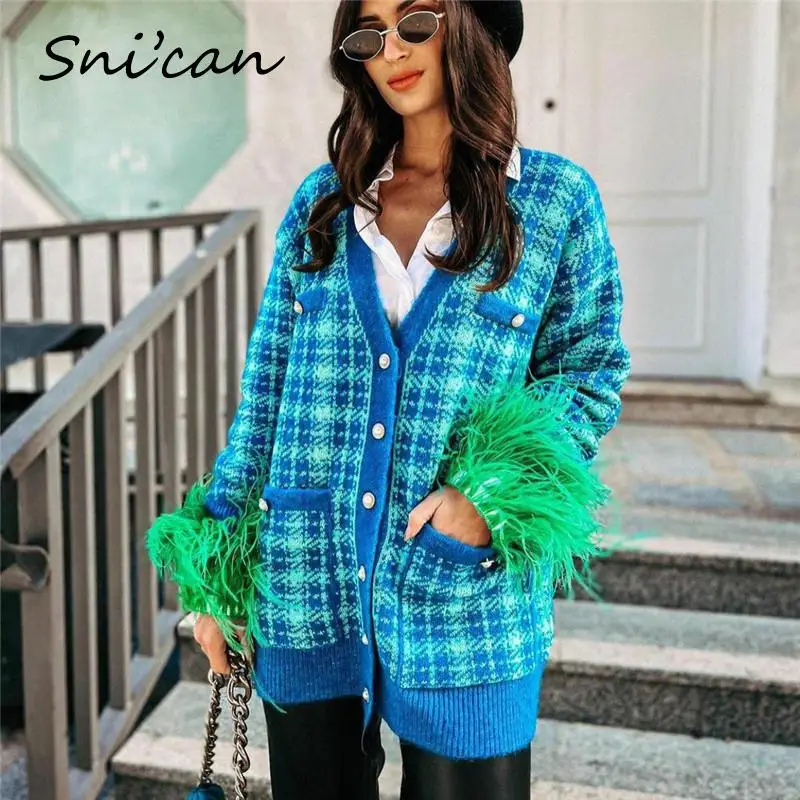 Spring Blue Plaid Cardigan ZA Fashion V Neck Loose Oversize Casual Sweater Office Ladies Gilet Femme Manche Longue 2022 Chic Top
Spring Blue Plaid Cardigan ZA Fashion V Neck Loose Oversize Casual Sweater Office Ladies Gilet Femme Manche Longue 2022 Chic Top