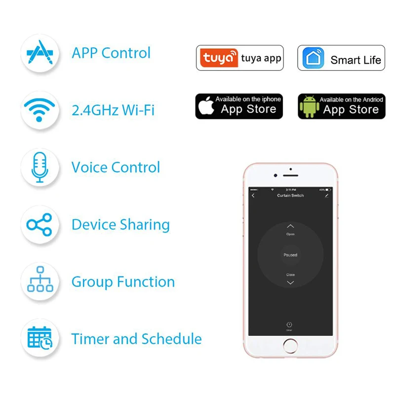 Tuya Smart Life WiFi Curtains Roller Blinds Shutter DIY RF433 Curtain Switch Module Remote With Alexa Google Home Control
Tuya Smart Life WiFi Curtains Roller Blinds Shutter DIY RF433 Curtain Switch Module Remote With Alexa Google Home Control