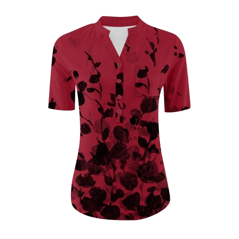 Женская блузка с коротким рукавом, V-образным вырезом и пуговицами спереди
Женская блузка с коротким рукавом, V-образным вырезом и пуговицами спереди