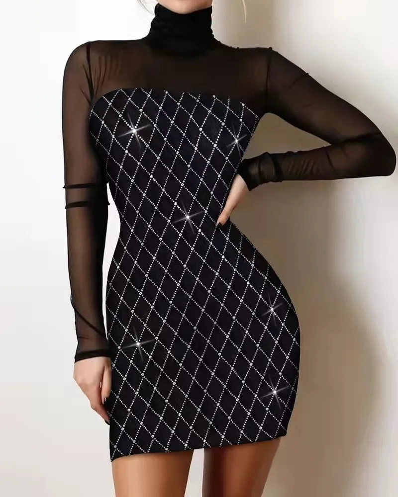 Women's Mini Dress Spring 2022 New Slim Fit Bag Hip Lace Stitching Sexy Dress High Neck Black Dress
Women's Mini Dress Spring 2022 New Slim Fit Bag Hip Lace Stitching Sexy Dress High Neck Black Dress