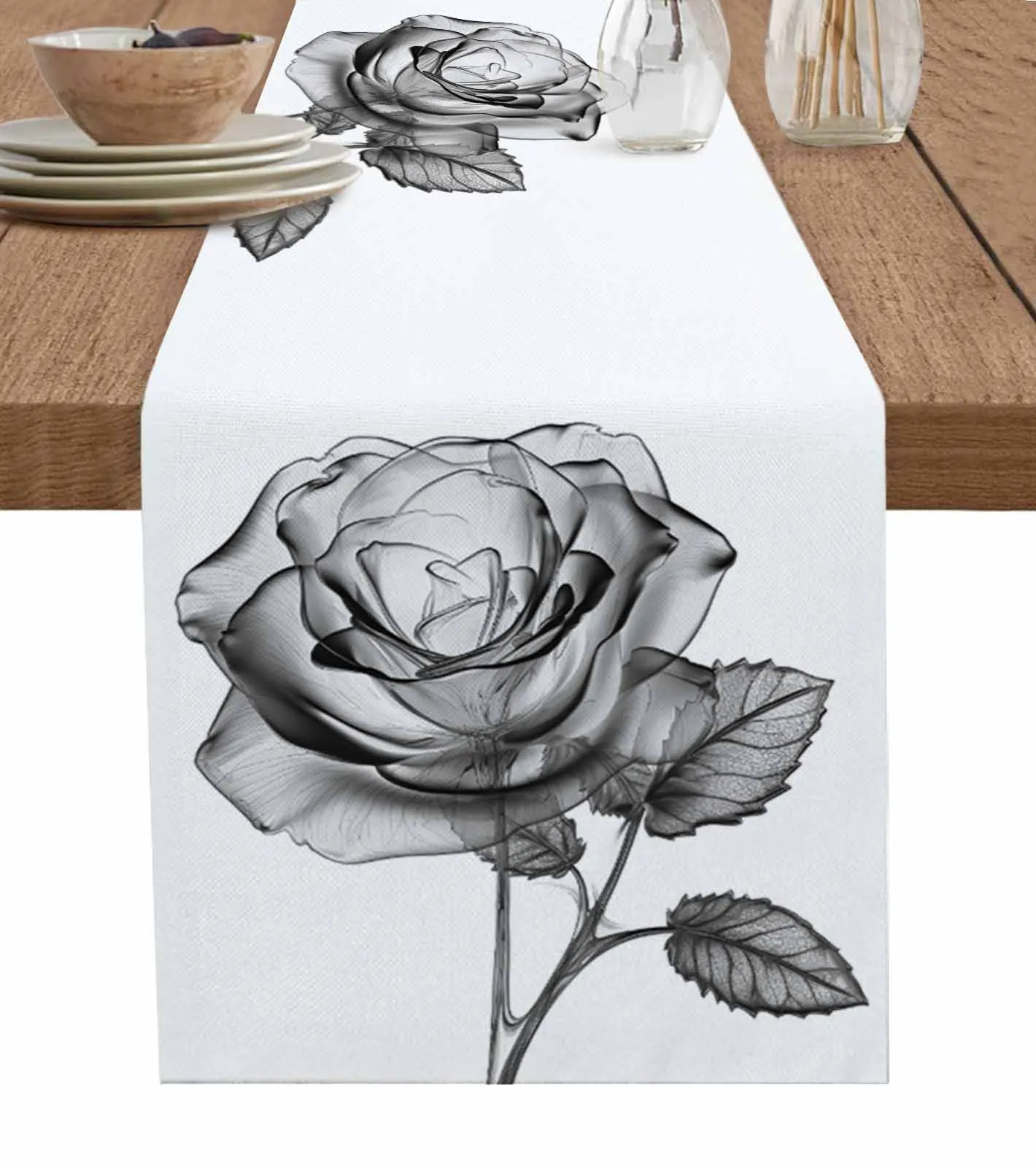Rose Black And White Table Runner Luxury Wedding Decor Table Runner Home Dining Holiday Decor Tablecloth
Rose Black And White Table Runner Luxury Wedding Decor Table Runner Home Dining Holiday Decor Tablecloth