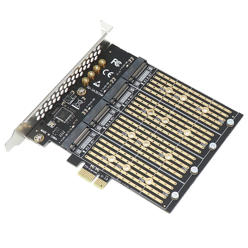 

PCIe To NVME Adapter B Key M2 M.2 4 Port NGFF SATA SSD 10 Gbps To PCI Express X1 Adapter PCI-E M.2 Expansion Card Riser
