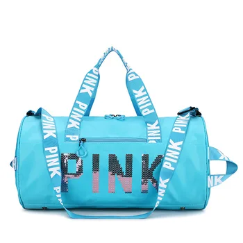 Sky Blue Summer Women Sport Bags with Shoes Compartment for Gym , Training, Travelling