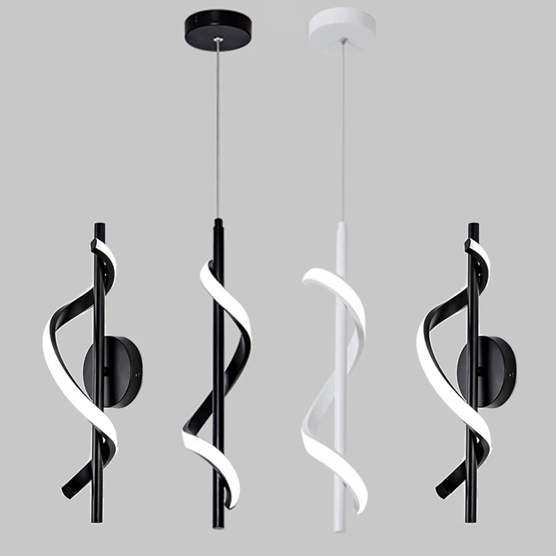Spiral LED Bedside Pendant Lights Hanging Lamps Fixtures Bedroom Living Room Black/White Hardware Lamp Indoor Lighting Luminaire
Spiral LED Bedside Pendant Lights Hanging Lamps Fixtures Bedroom Living Room Black/White Hardware Lamp Indoor Lighting Luminaire