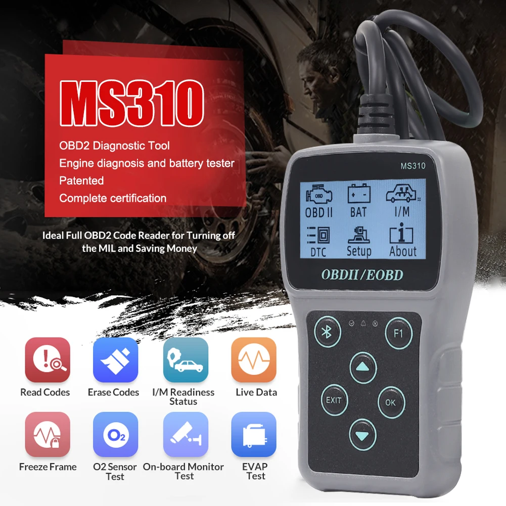 2023 New MS310 OBD2 Scanner Car Diagnostic Tool Battery Tester Car Fault Code Reader Car Engine Tester Analyzer 2.4 inch Display
2023 New MS310 OBD2 Scanner Car Diagnostic Tool Battery Tester Car Fault Code Reader Car Engine Tester Analyzer 2.4 inch Display